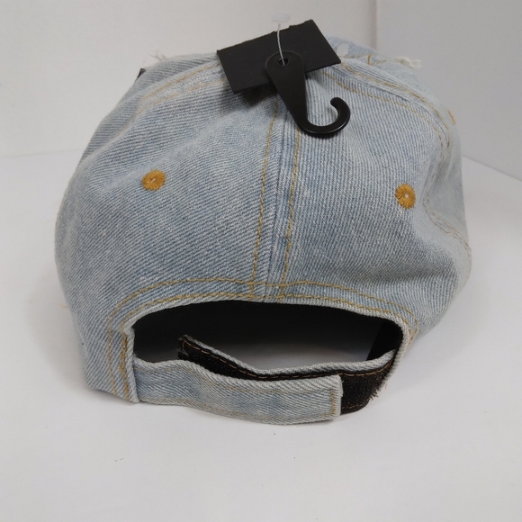 David And Young Distressed Denim Baseball Hat Cap Rose Embroidery Adjustable - Picture 4 of 8